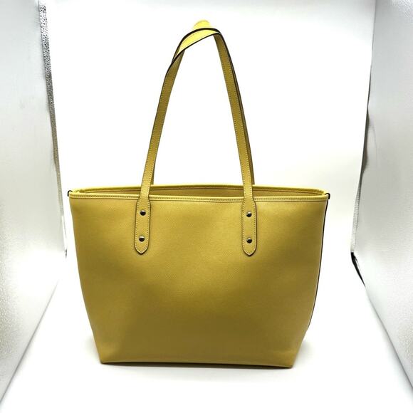 Coach City Zip Tote Crossgrain Leather Sunflower Yellow/Gunmetal F58846 - Picture 2 of 14